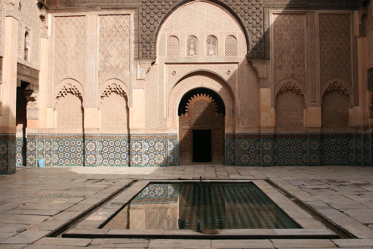 morocco, quranic school, swimming pool, courtyard, architecture, morocco, morocco, morocco, morocco, morocco