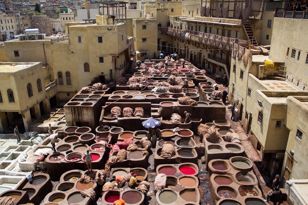 morocco, tannery, skin, fez, color, skins, smelly, craftsmen, moroccan, trip, africa, tourism, city, tanning, labor, fes, morocco, morocco, fez,